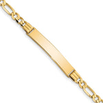 10k Polished Solid Chain/Solid Plate Figaro Link 33x Plate ID Bracelet