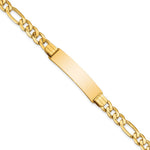 10k Polished Solid Chain/Solid Plate Figaro Link 37x Plate ID Bracelet