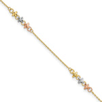10K Two-tone with White Rhodium 3-Station Plus Extender - Total Anklet