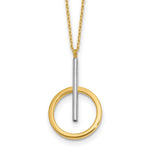 10K w/White Rhodium Polished Bar w/Circle Pendant Necklace