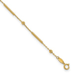 10K Bar and Diamond-cut Bead Plus Extender - Total Anklet