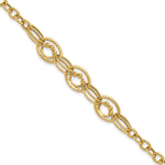10K Polished and Textured Fancy Link Bracelet