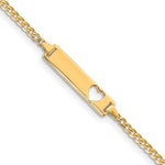 10k Polished Solid Chain/Solid Plate Curb Link Cut-out Heart 20x Plate ID Bracelet