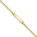 10k Polished Solid Chain/Solid Plate Flat Curb Link 22x Plate ID Bracelet