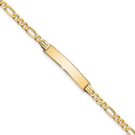 10k Polished Solid Chain/Solid Plate Flat Figaro Link 32x Plate ID Bracelet