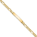 10k Polished Solid Chain/Solid Plate Flat Figaro Link 27x Plate ID Bracelet