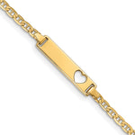 10k Polished Solid Chain/Solid Plate Anchor Link Cut-out Heart 20x Plate ID Bracelet