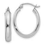 10k White Gold Polished Oval Hoop Earrings