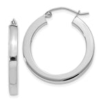 10k White Gold Polished Square Tube Hoop Earrings