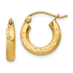 10k Satin & Diamond-cut Round Hoop Earrings