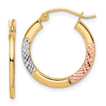 10K White & Rose Rhodium D/C 2.5x Hoop Earrings