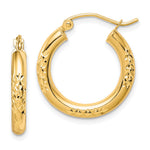 10K Diamond Cut 3x Hollow Tube Hoop Earrings