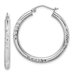 10K White Gold Cut Hoop Earrings