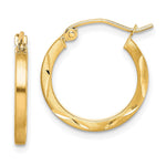 10K Satin Diamond Cut 2x Hoop Earrings