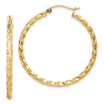 10K Twisted Diamond Cut Hoop Earrings