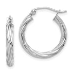 10k White Gold Polished Twisted Hoop Earrings