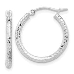 10k White Gold Diamond-cut Round Tube Hoop Earrings