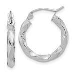 10k White Gold Twisted Hoop Earrings