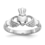 10k White Gold Polished Ladies Claddagh Ring
