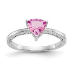 10k White Gold Trillion Lab Created Pink Sapphire Ring