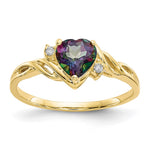 10k Heart Mystic Fire Topaz and .01 carat Diamond Ring