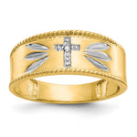 IB Goodman 10k and White Rhodium Mens .01ct. Diamond Trio Cross Wedding Band