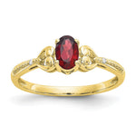 10k 6x Oval January/ Garnet and Diamond Size 7 Ring