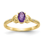 10k 6x Oval February/ Amethyst and Diamond Size 7 Ring