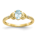 10k 6x Oval March/ Aquamarine and Diamond Size 7 Ring