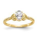 10k 6x Oval April/ White Topaz and Diamond Size 7 Ring