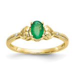 10k 6x Oval May/ Emerald and Diamond Size 7 Ring