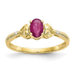 10k 6x Oval July/ Ruby and Diamond Size 7 Ring