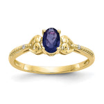 10k 6x Oval September/ Sapphire and Diamond Size 7 Ring
