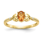10k 6x Oval November/ Citrine and Diamond Size 7 Ring