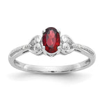 10k White Gold 6x Oval January/ Garnet and Diamond Size 7 Ring