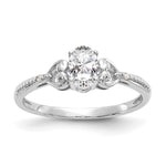 10k White Gold 6x Oval April/ White Topaz and Diamond Size 7 Ring