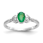 10k White Gold 6x Oval May/ Emerald and Diamond Size 7 Ring