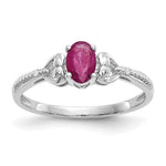 10k White Gold 6x Oval July/ Ruby and Diamond Size 7 Ring