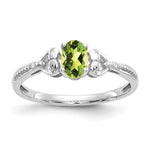 10k White Gold 6x Oval August/ Peridot and Diamond Size 7 Ring