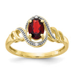 10k 7x Oval January/ Garnet and Diamond Size 7 Ring
