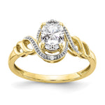 10k 7x Oval April/ White Topaz and Diamond Size 7 Ring