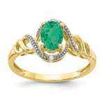 10k 7x Oval May/ Emerald and Diamond Size 7 Ring