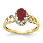 10k 7x Oval July/ Ruby and Diamond Size 7 Ring