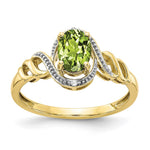 10k 7x Oval August/ Peridot and Diamond Size 7 Ring