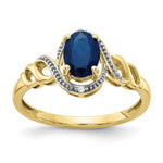 10k 7x Oval September/ Sapphire and Diamond Size 7 Ring