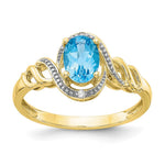 10k 7x Oval December/ Light Swiss Blue Topaz and Diamond Size 7 Ring