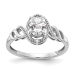 10k White Gold 7x Oval April/ White Topaz and Diamond Size 7 Ring