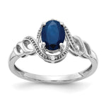 10k White Gold 7x Oval September/ Sapphire and Diamond Size 7 Ring