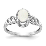 10k White Gold 7x Oval October/ Opal and Diamond Size 7 Ring