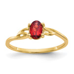 10k Polished 6x Oval Genuine January/ Garnet Birthstone Size 7 Ring